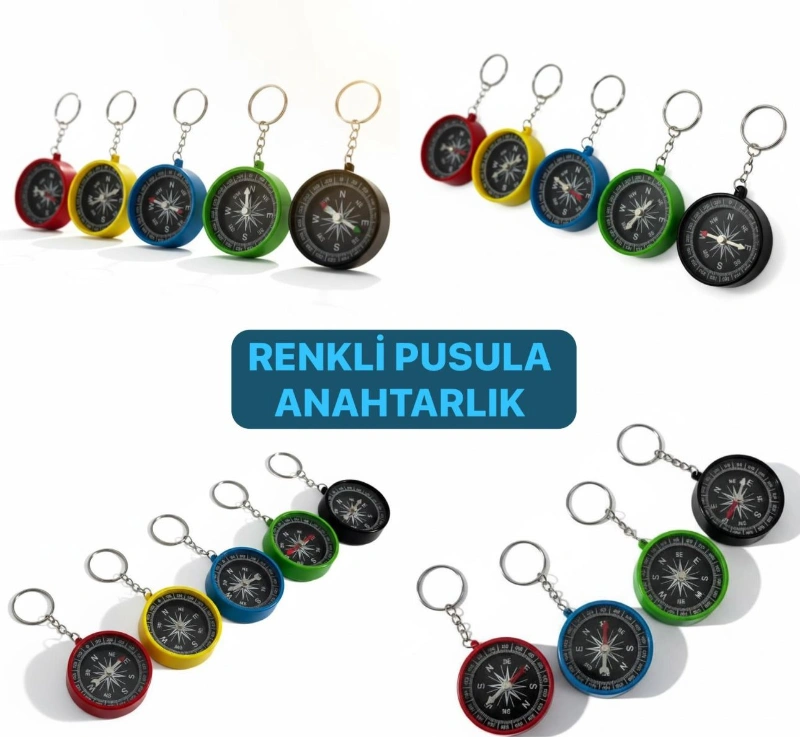 RENKLİ PUSULA ANAHTARLIK / 60LI KAVANOZ